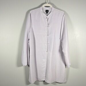 Eileen Fisher 100% Silk Mandarin Collared Shirt